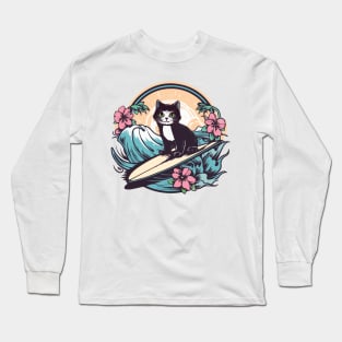 Tuxedo Cat Surf Long Sleeve T-Shirt